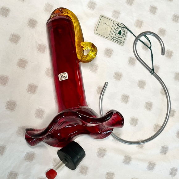 NWT Vintage Hummingbird Flower Feeder Art Glass Mexico - Stopper, hanger, Tags - Picture 1 of 8